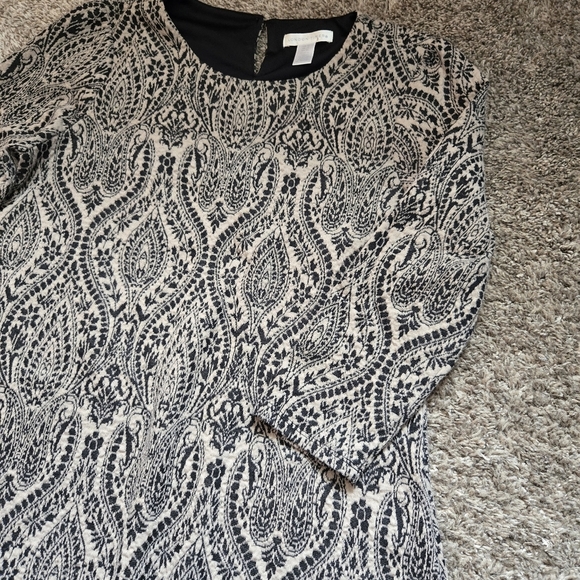 London Times Black and Cream Patterned Unlined Dress Size 10 - Picture 3 of 6